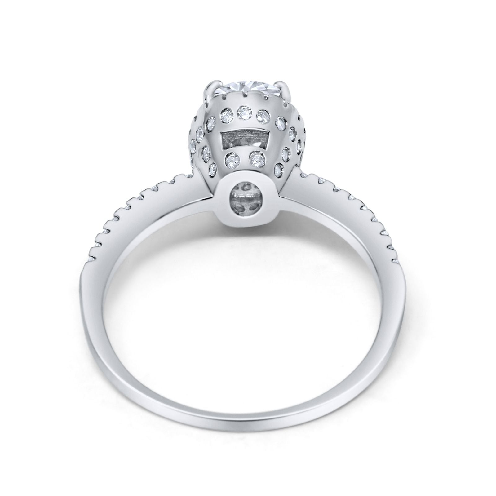 Halo Fashion Ring Oval Simulated Cubic Zirconia Accent 925 Sterling Silver