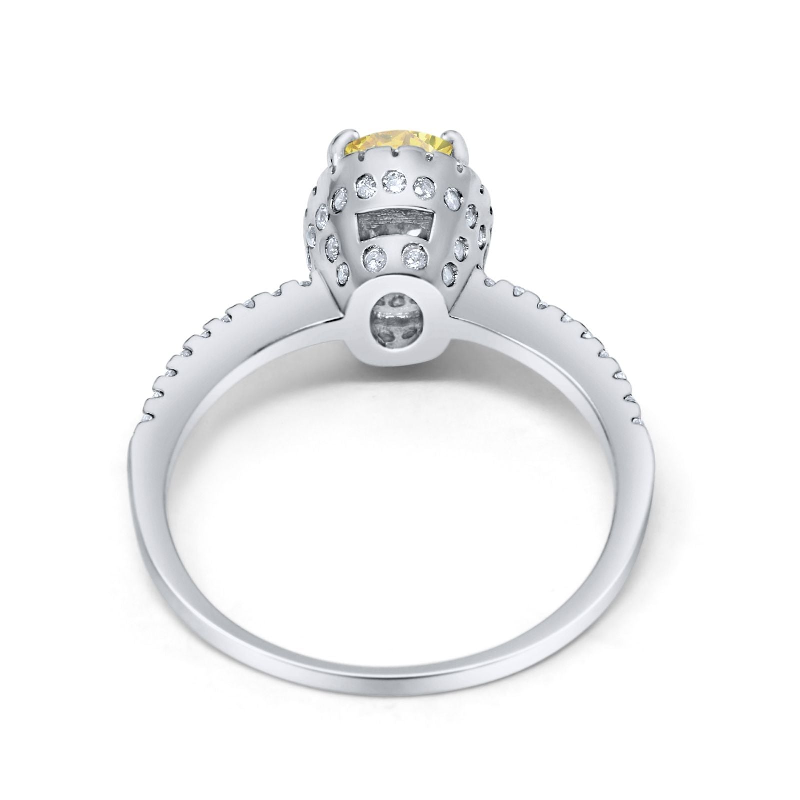 Halo Fashion Ring Oval Simulated Cubic Zirconia Accent 925 Sterling Silver