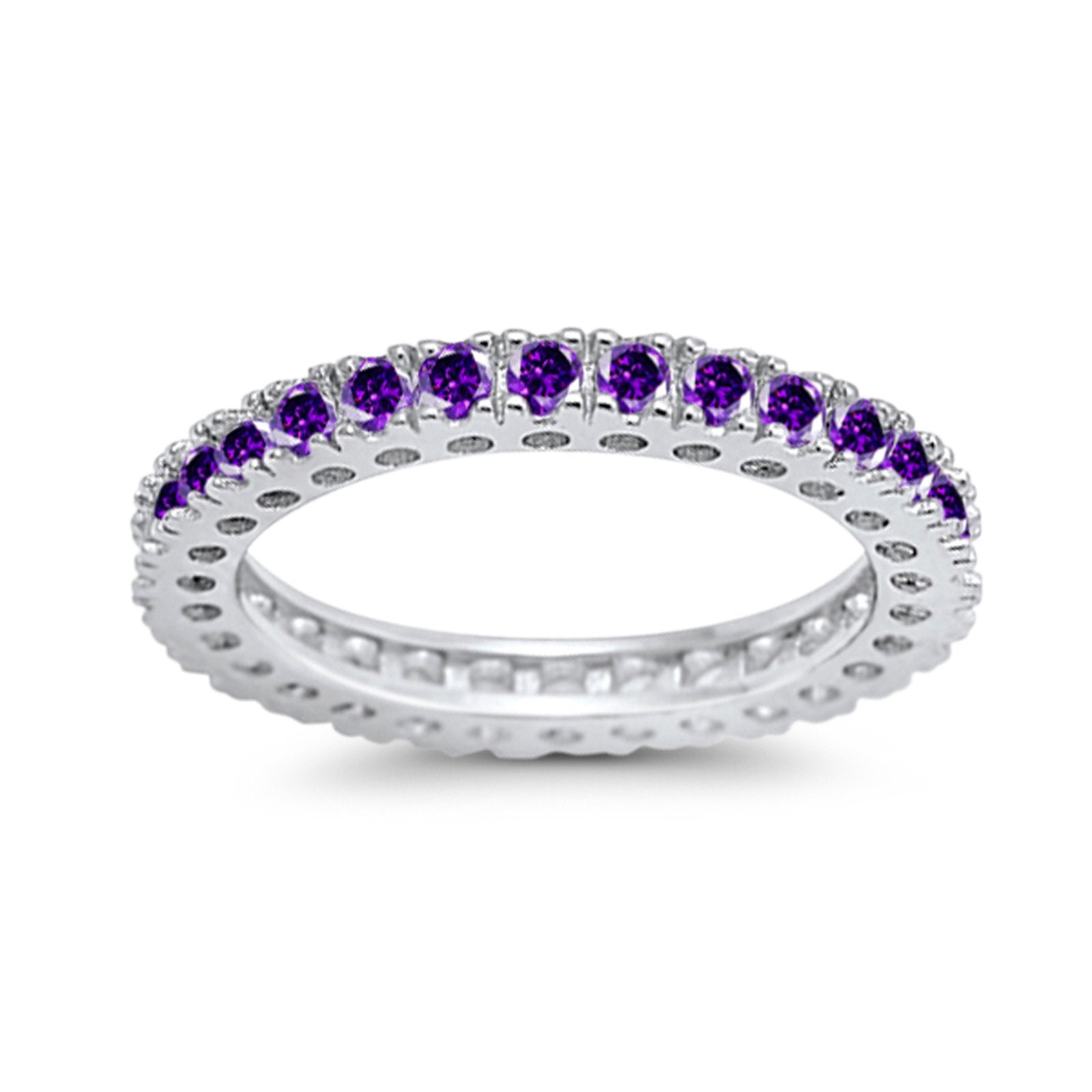 Eternity Wedding Band Rings Round Simulated CZ 925 Sterling Silver