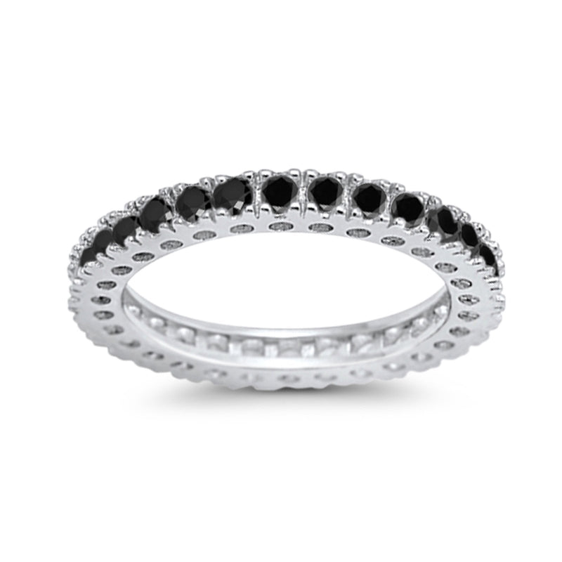 Eternity Wedding Band Rings Round Simulated CZ 925 Sterling Silver