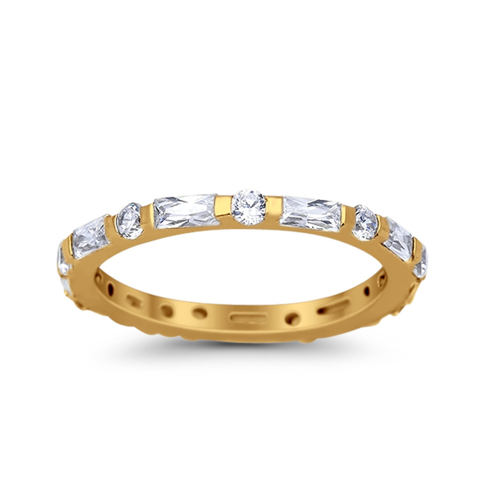 Eternity Stackable Engagement Ring Baguette Simulated CZ 925 Sterling Silver