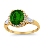 Halo Engagement Ring Baguette Simulated Cubic Zirconia 925 Sterling Silver