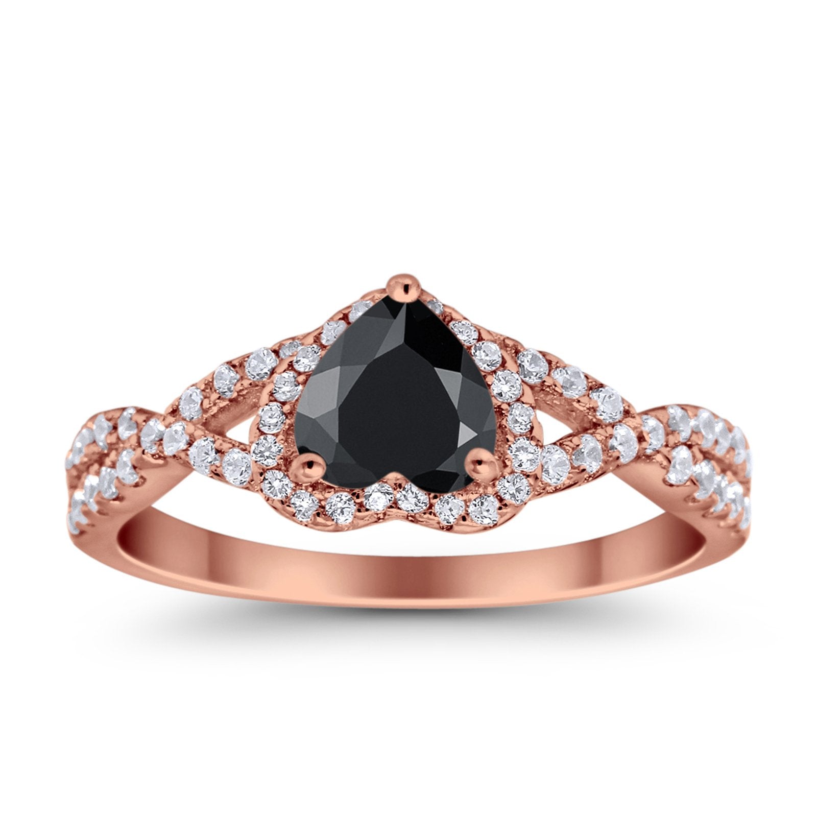 Heart Promise Ring Infinity Shank Simulated Cubic Zirconia 925 Sterling Silver