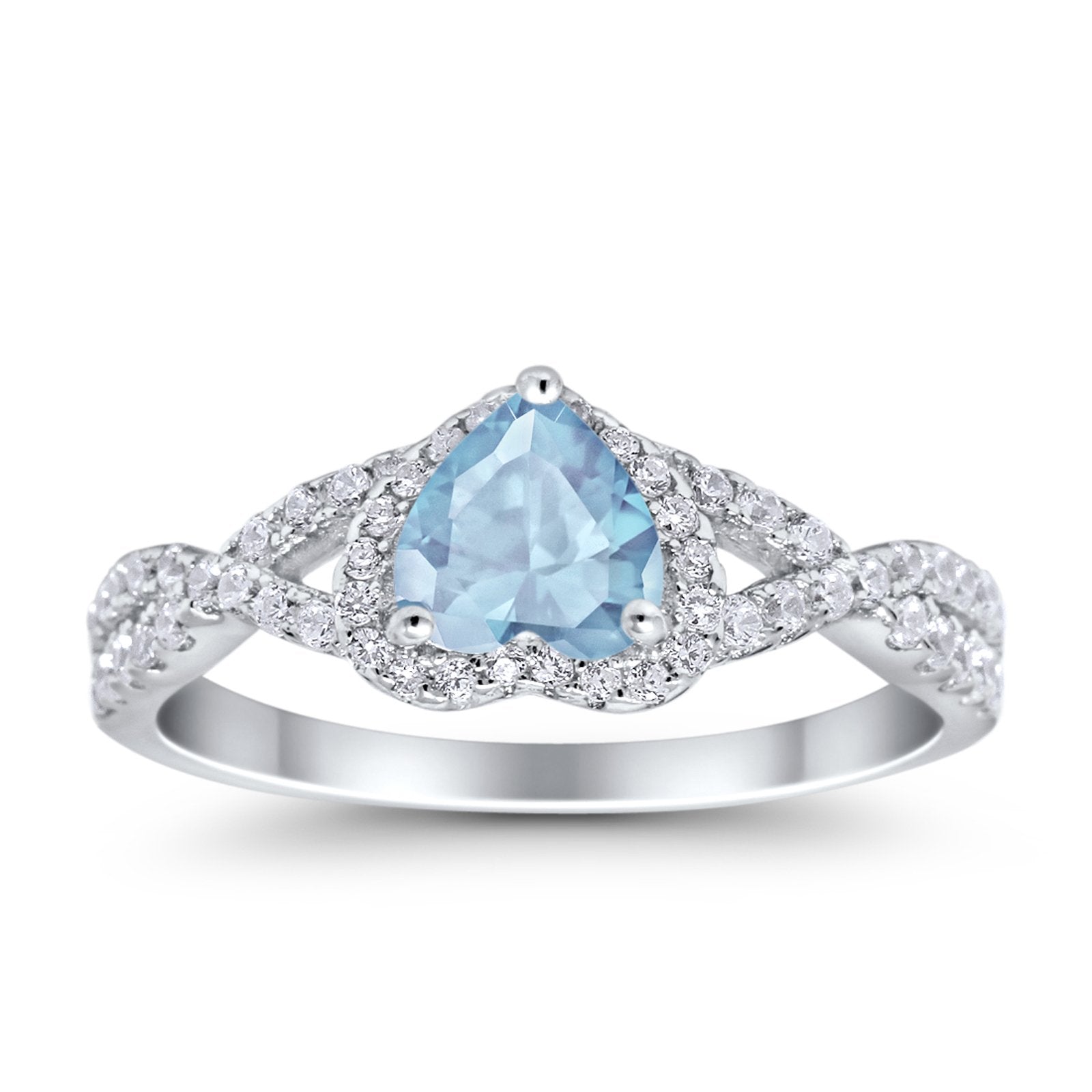 Heart Promise Ring Infinity Shank Simulated Cubic Zirconia 925 Sterling Silver