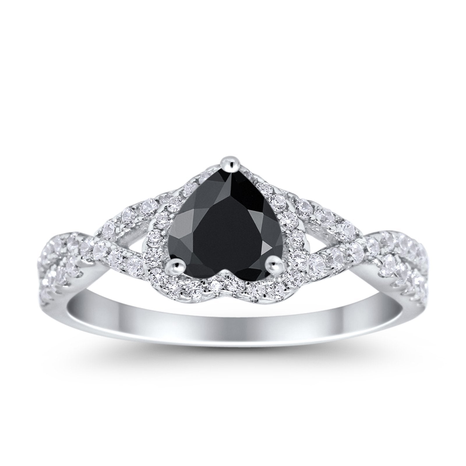 Heart Promise Ring Infinity Shank Simulated Cubic Zirconia 925 Sterling Silver