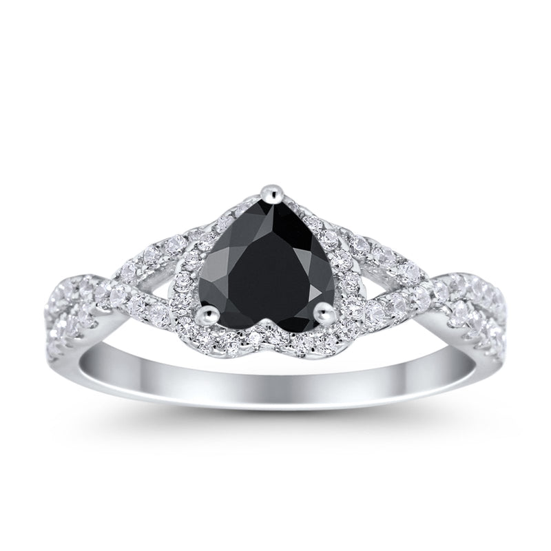 Heart Promise Ring Infinity Shank Simulated Cubic Zirconia 925 Sterling Silver