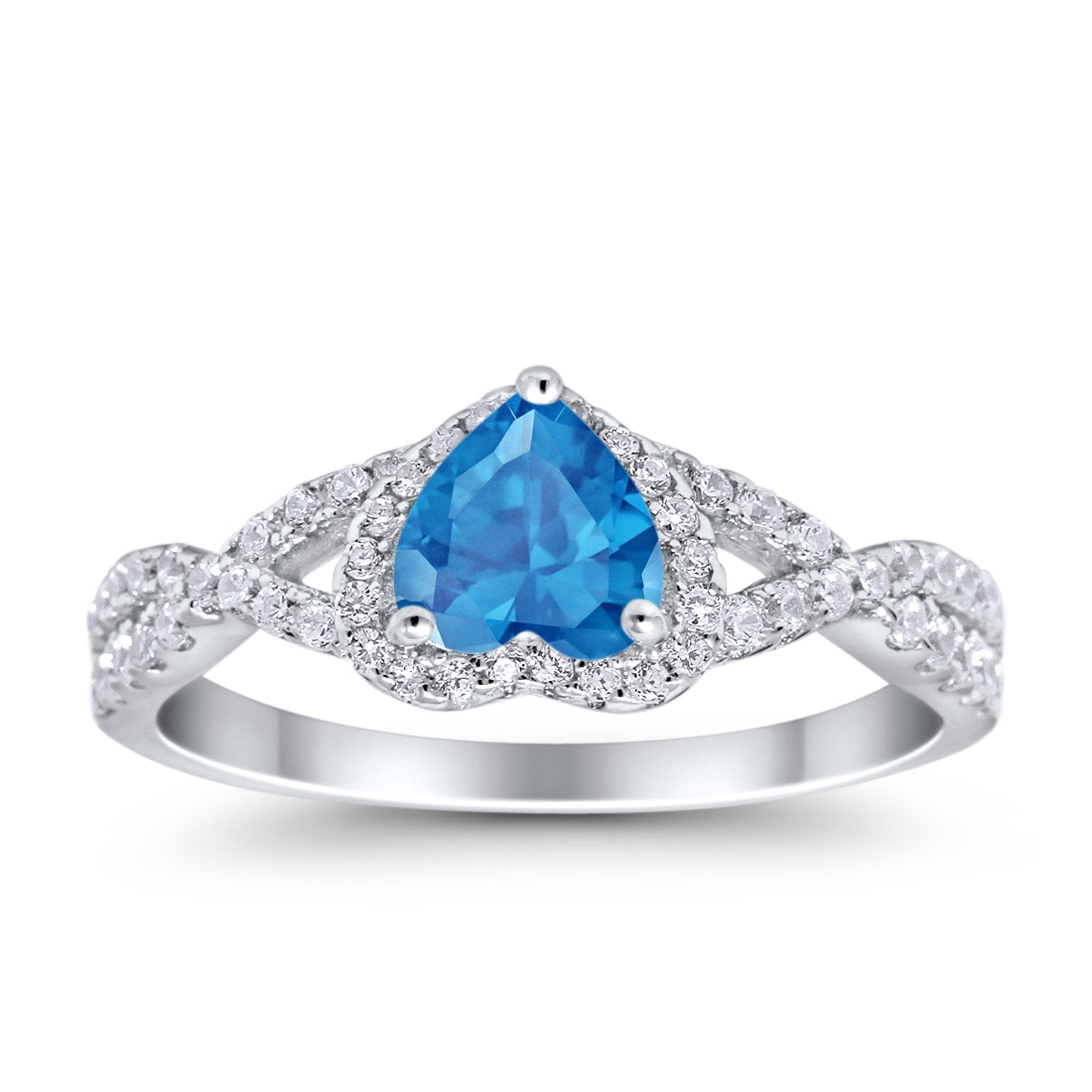 Heart Promise Ring Infinity Shank Simulated Cubic Zirconia 925 Sterling Silver