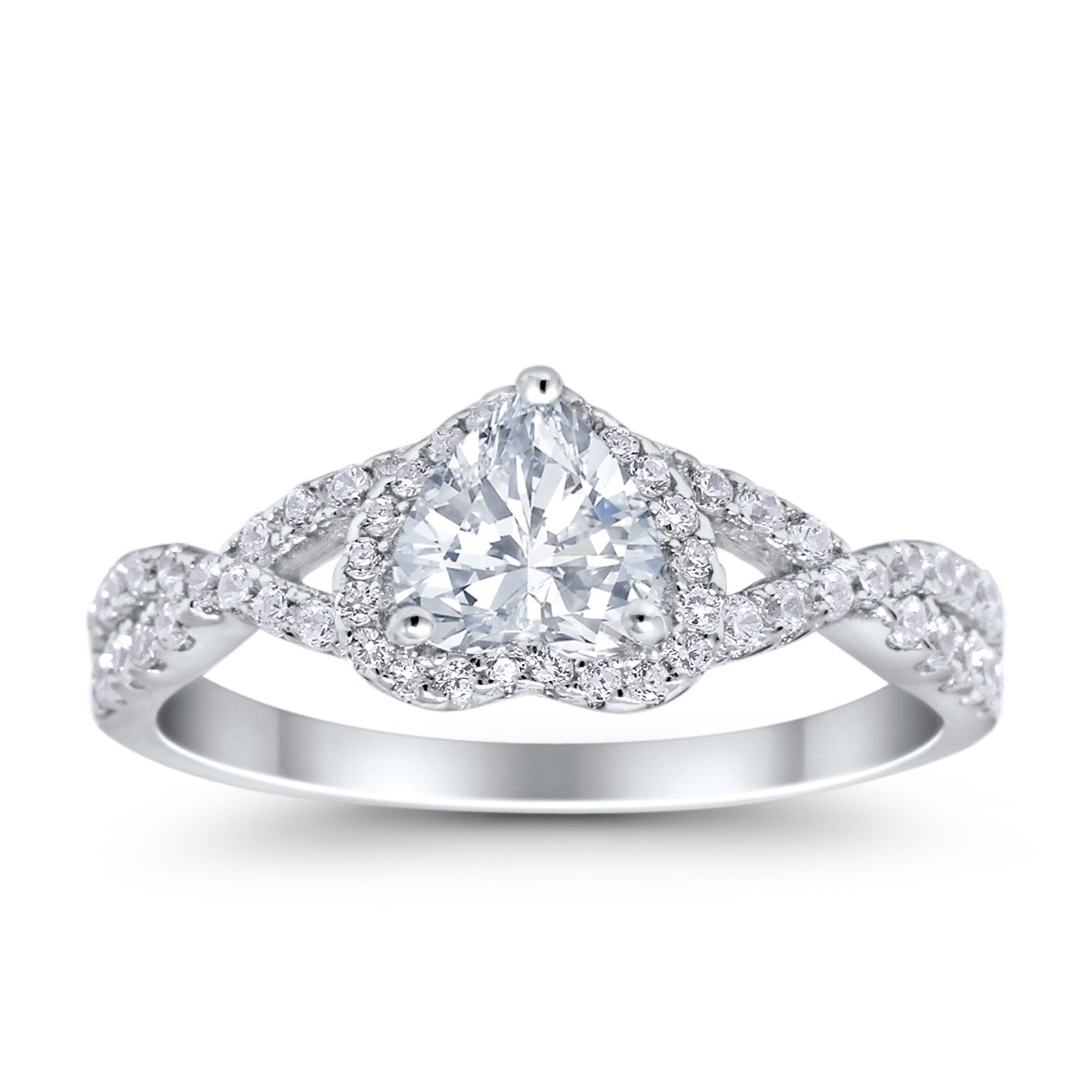 Heart Promise Ring Infinity Shank Simulated Cubic Zirconia 925 Sterling Silver