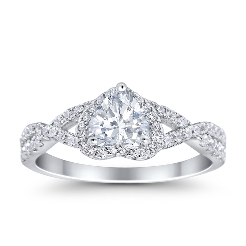 Heart Promise Ring Infinity Shank Simulated Cubic Zirconia 925 Sterling Silver