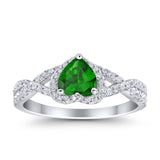Heart Promise Ring Infinity Shank Simulated Cubic Zirconia 925 Sterling Silver