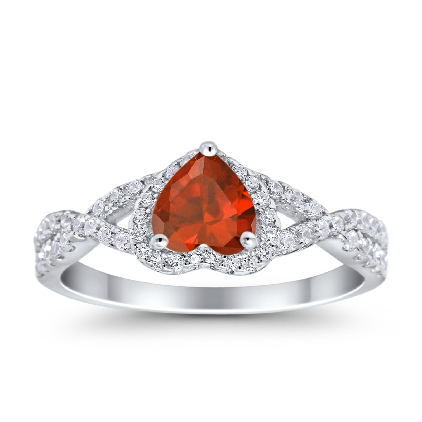 Heart Promise Ring Infinity Shank Simulated Cubic Zirconia 925 Sterling Silver