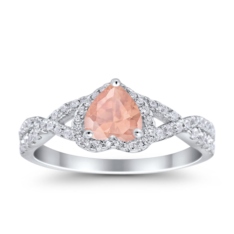 Heart Promise Ring Infinity Shank Simulated Cubic Zirconia 925 Sterling Silver