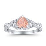 Heart Promise Ring Infinity Shank Simulated Cubic Zirconia 925 Sterling Silver