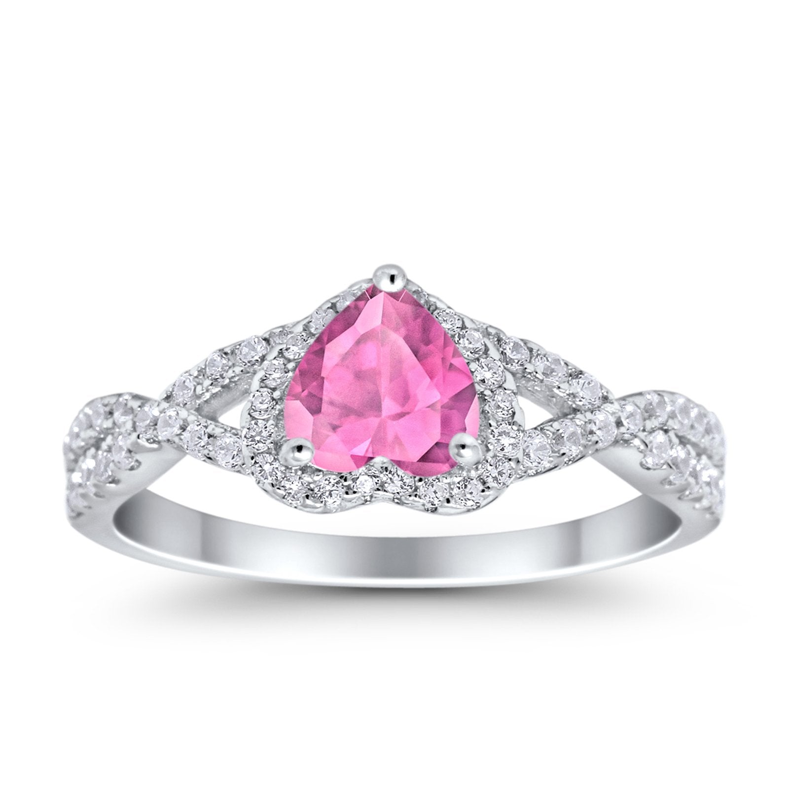 Heart Promise Ring Infinity Shank Simulated Cubic Zirconia 925 Sterling Silver