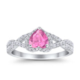 Heart Promise Ring Infinity Shank Simulated Cubic Zirconia 925 Sterling Silver