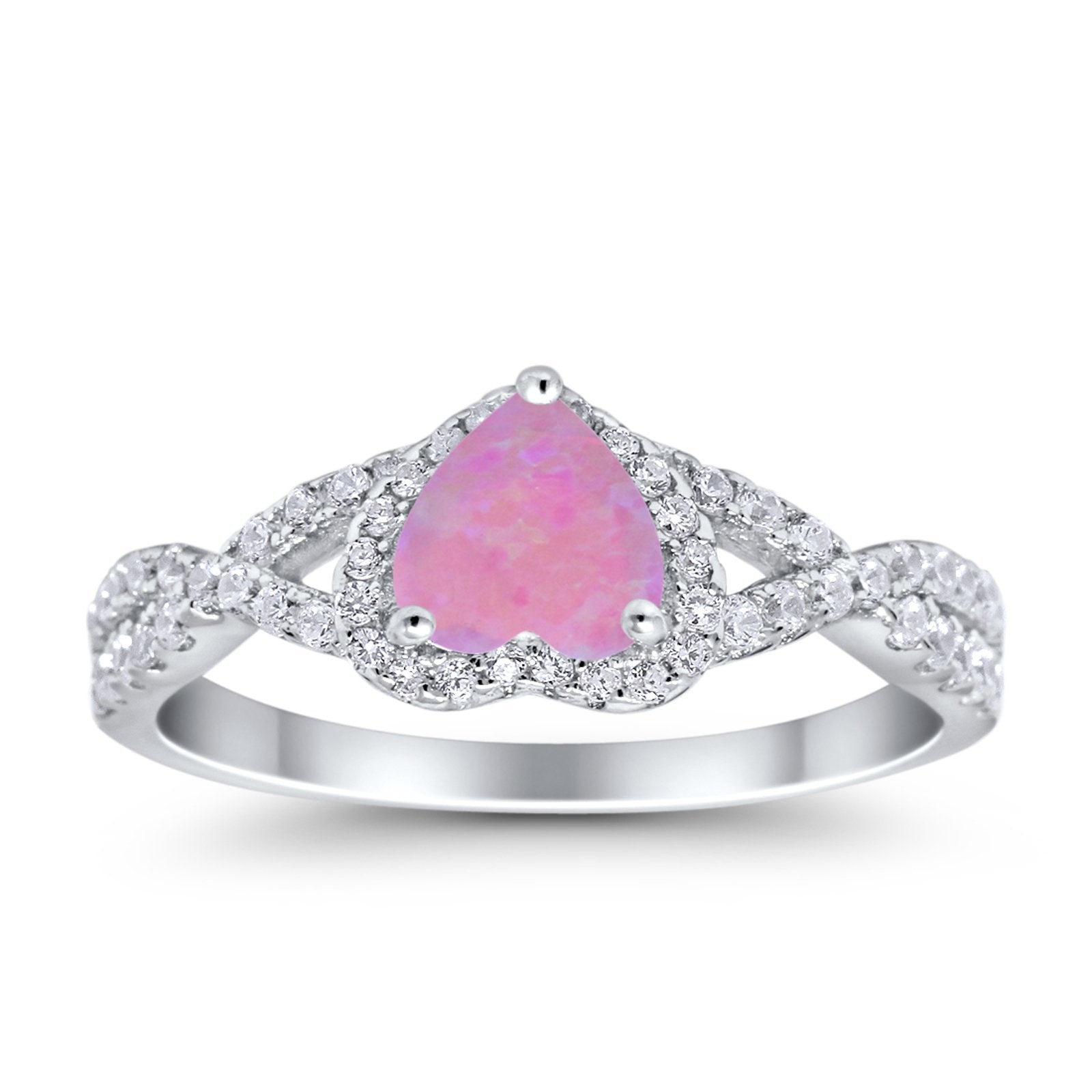 Heart Promise Ring Infinity Shank Simulated Cubic Zirconia 925 Sterling Silver