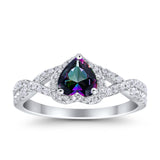 Heart Promise Ring Infinity Shank Simulated Cubic Zirconia 925 Sterling Silver