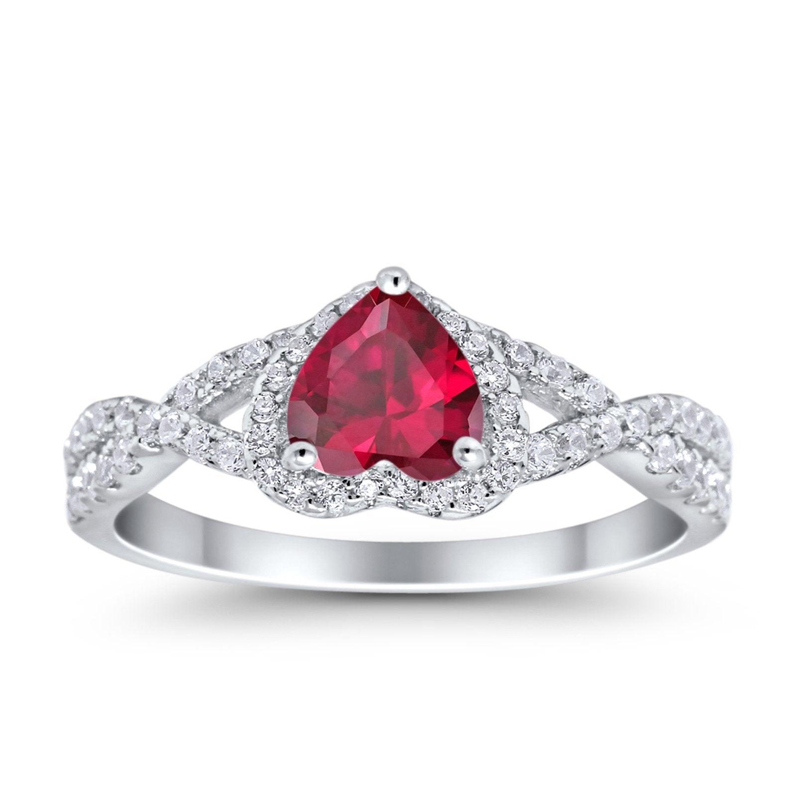 Heart Promise Ring Infinity Shank Simulated Cubic Zirconia 925 Sterling Silver