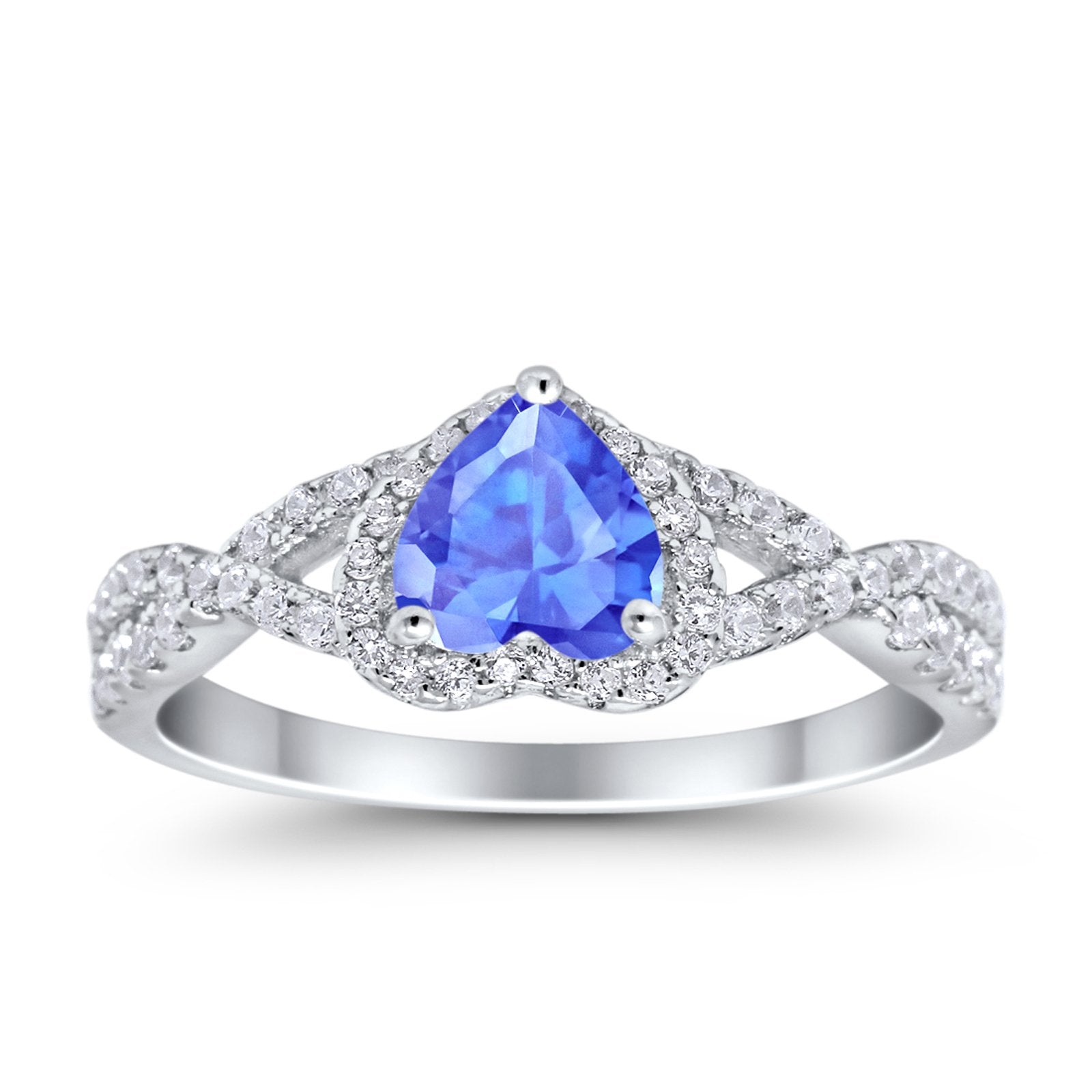 Heart Promise Ring Infinity Shank Simulated Cubic Zirconia 925 Sterling Silver