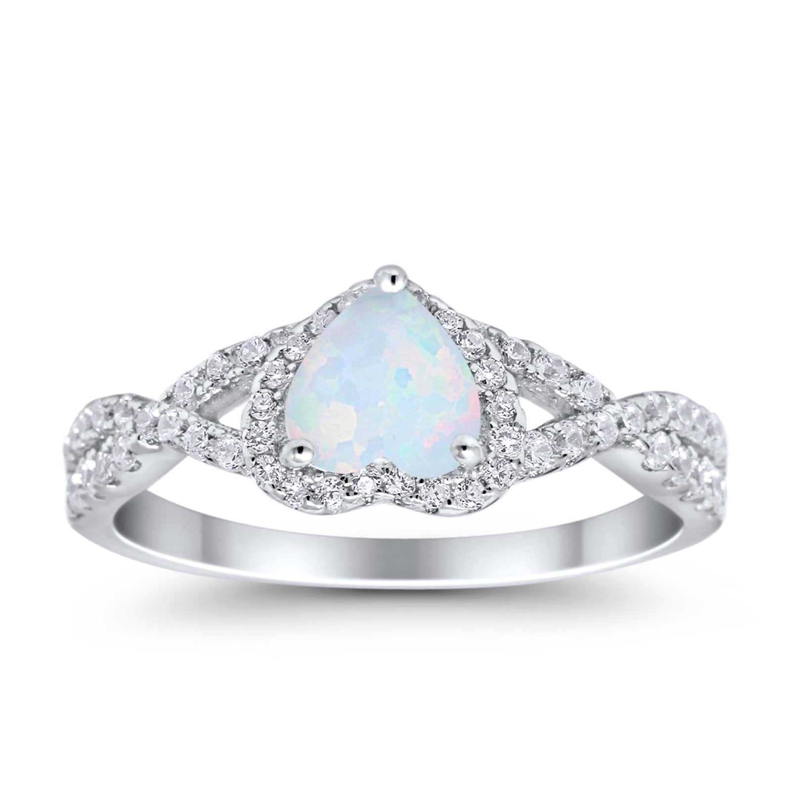 Heart Promise Ring Infinity Shank Simulated Cubic Zirconia 925 Sterling Silver