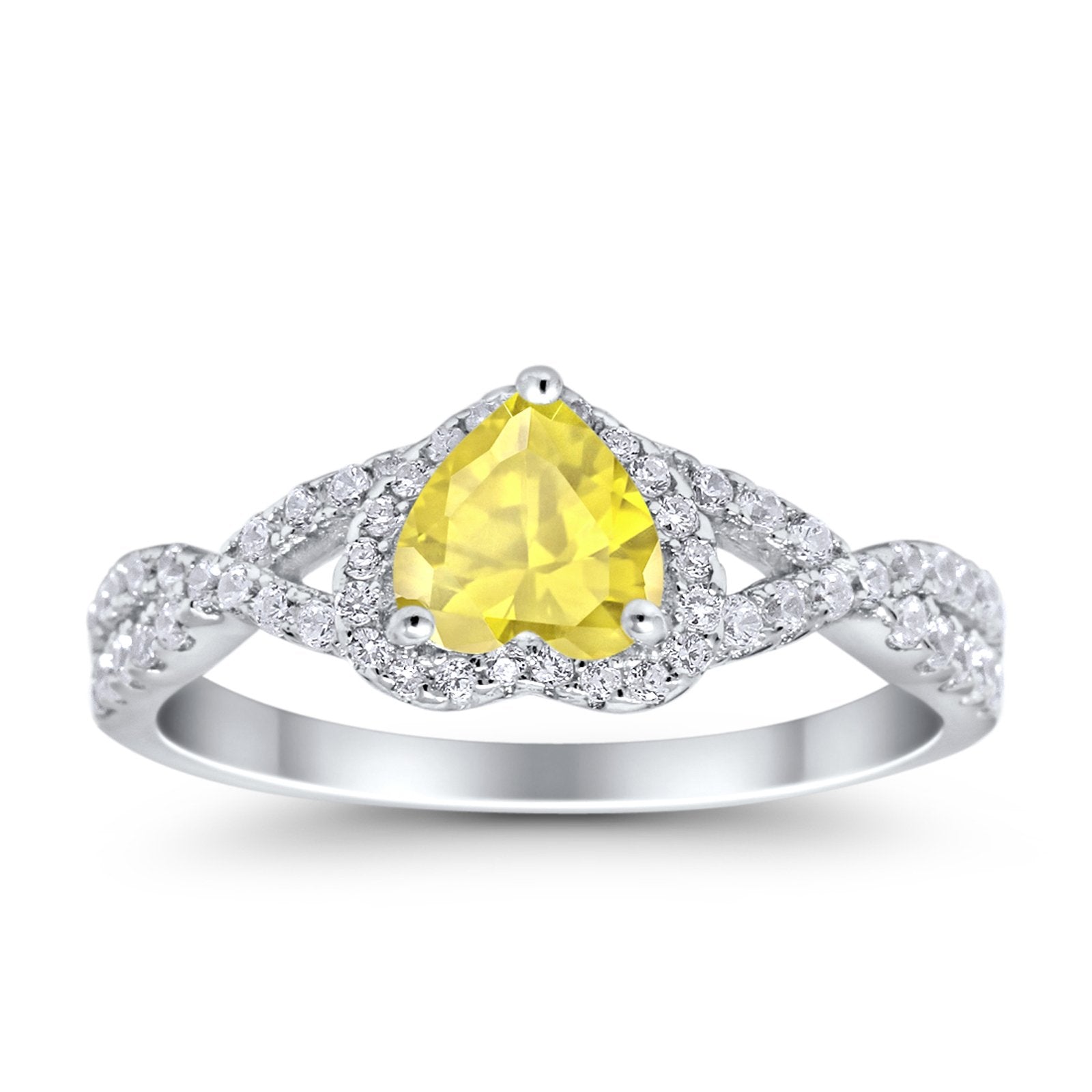 Heart Promise Ring Infinity Shank Simulated Cubic Zirconia 925 Sterling Silver