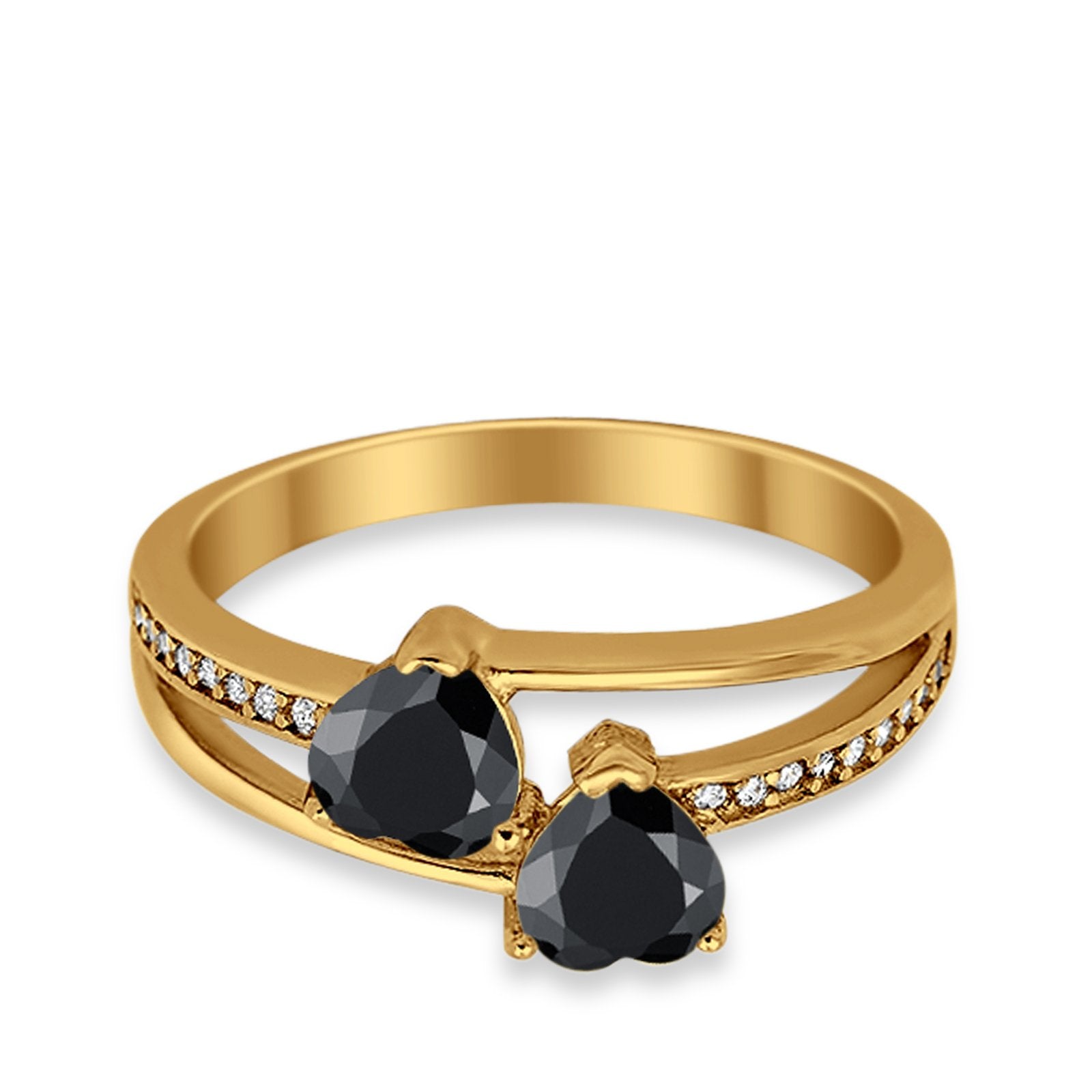 Double Heart Promise Ring Round Simulated Cubic Zirconia 925 Sterling Silver