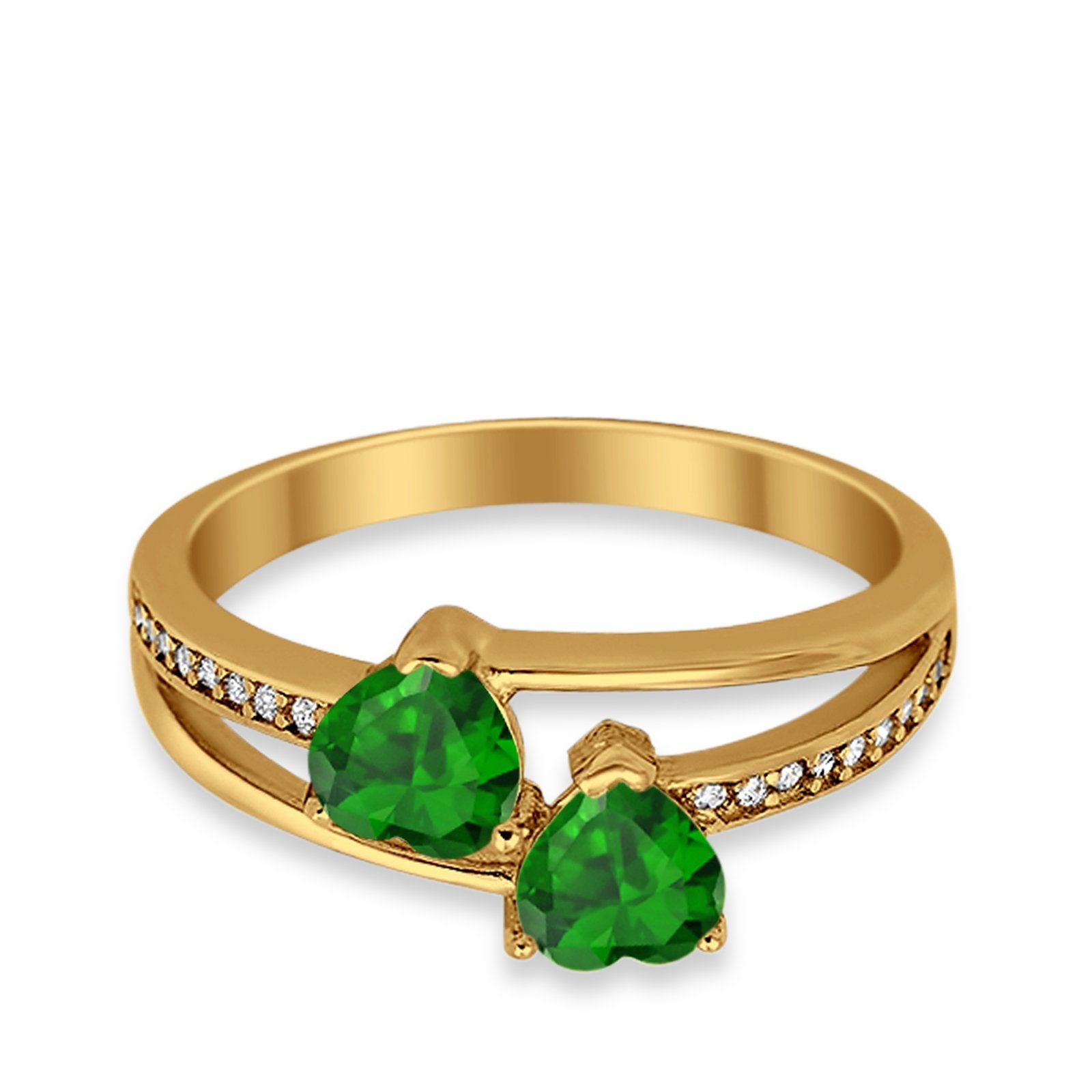 Double Heart Promise Ring Round Simulated Cubic Zirconia 925 Sterling Silver