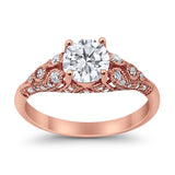 Vintage Wedding Ring Round Cubic Zirconia 925 Sterling Silver RC105152