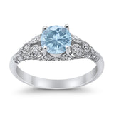 Vintage Wedding Ring Round Cubic Zirconia 925 Sterling Silver RC105152
