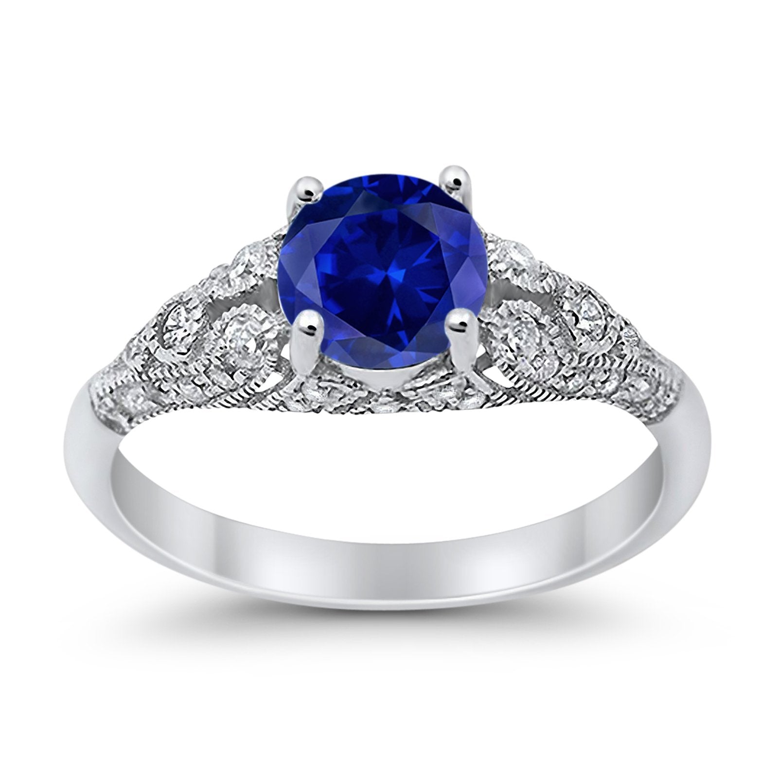 Vintage Wedding Ring Round Cubic Zirconia 925 Sterling Silver RC105152