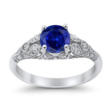 Vintage Wedding Ring Round Cubic Zirconia 925 Sterling Silver RC105152