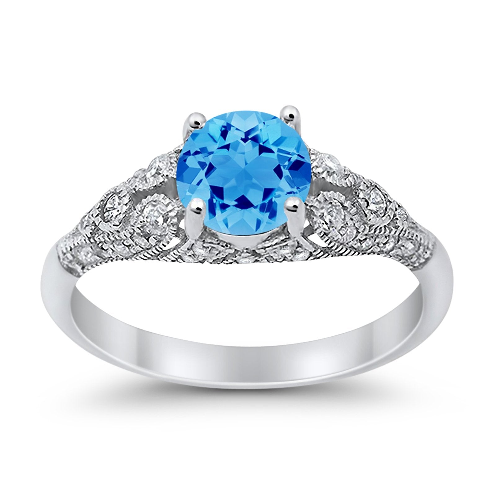 Vintage Wedding Ring Round Cubic Zirconia 925 Sterling Silver RC105152