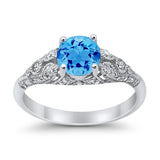 Vintage Wedding Ring Round Cubic Zirconia 925 Sterling Silver RC105152