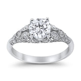 Vintage Wedding Ring Round Cubic Zirconia 925 Sterling Silver RC105152