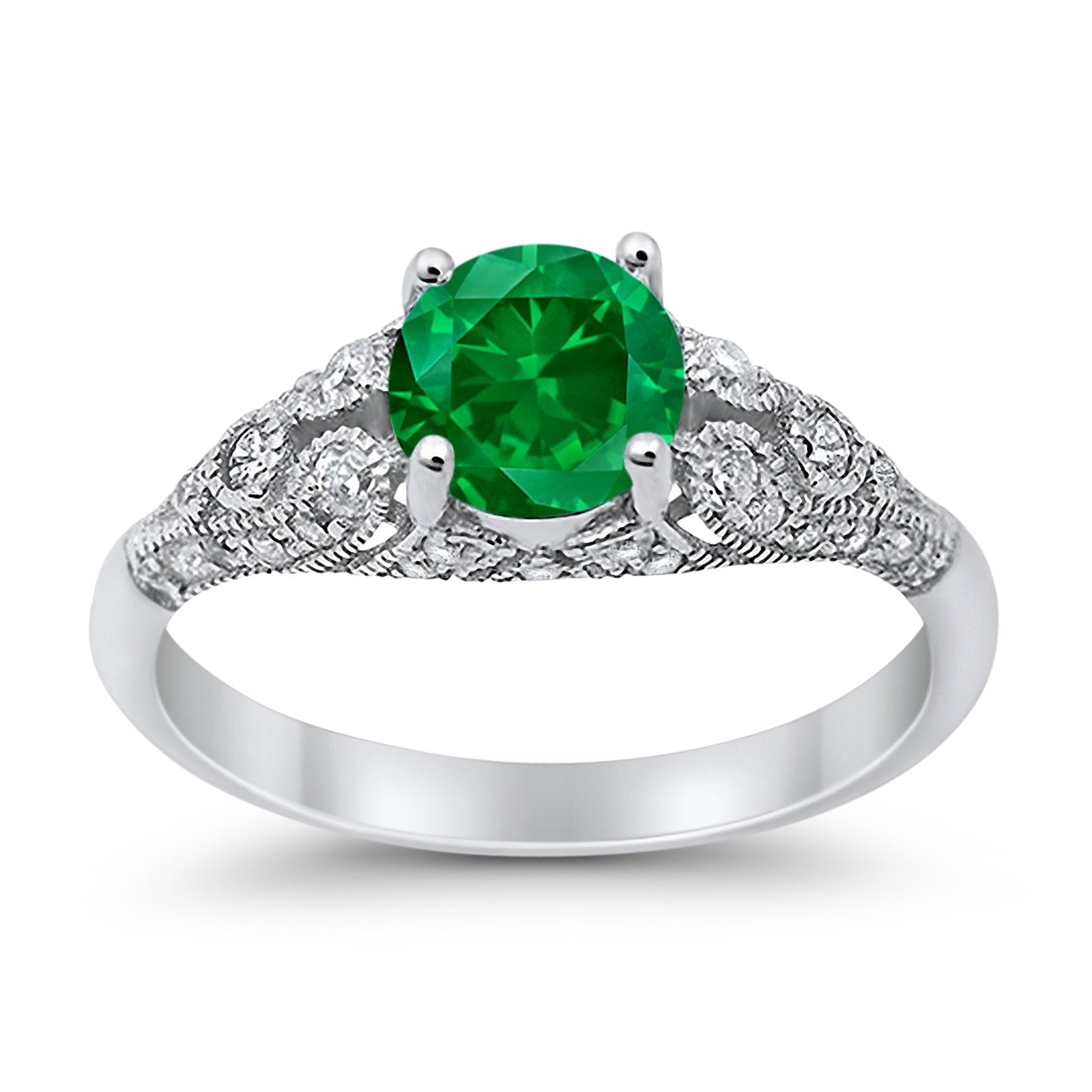 Vintage Wedding Ring Round Cubic Zirconia 925 Sterling Silver RC105152