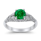Vintage Wedding Ring Round Cubic Zirconia 925 Sterling Silver RC105152