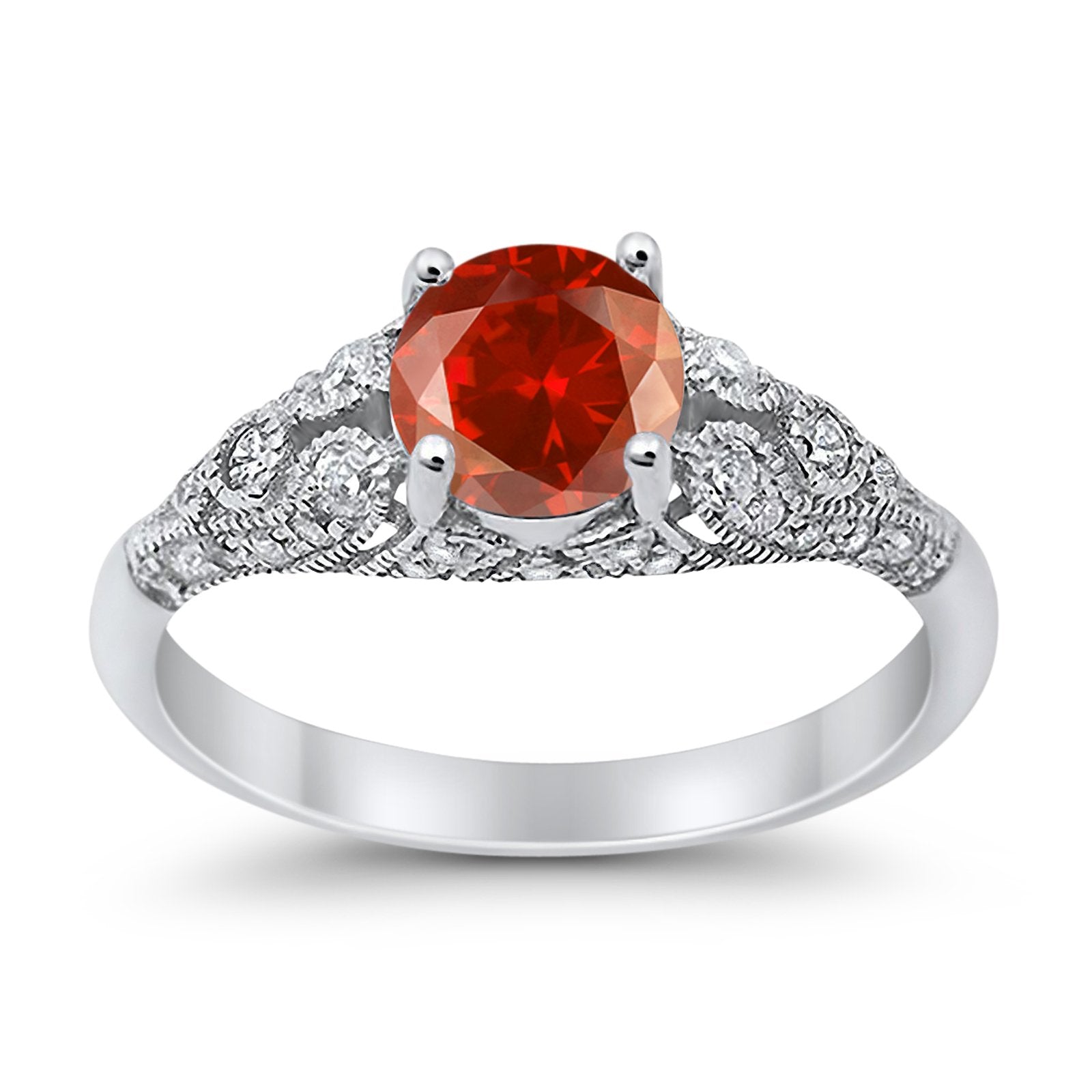 Vintage Wedding Ring Round Cubic Zirconia 925 Sterling Silver RC105152