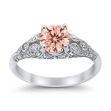 Vintage Wedding Ring Round Cubic Zirconia 925 Sterling Silver RC105152