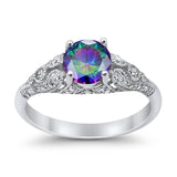 Vintage Wedding Ring Round Cubic Zirconia 925 Sterling Silver RC105152