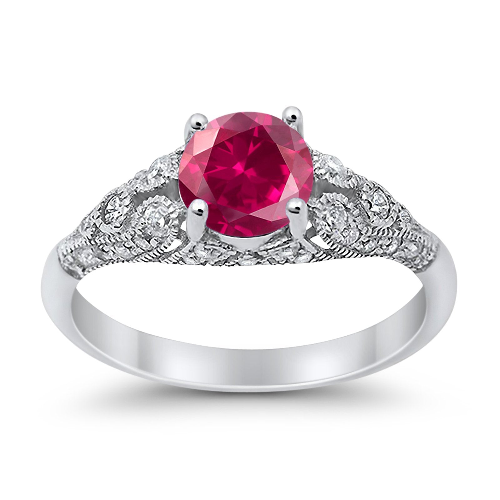 Vintage Wedding Ring Round Cubic Zirconia 925 Sterling Silver RC105152