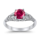 Vintage Wedding Ring Round Cubic Zirconia 925 Sterling Silver RC105152