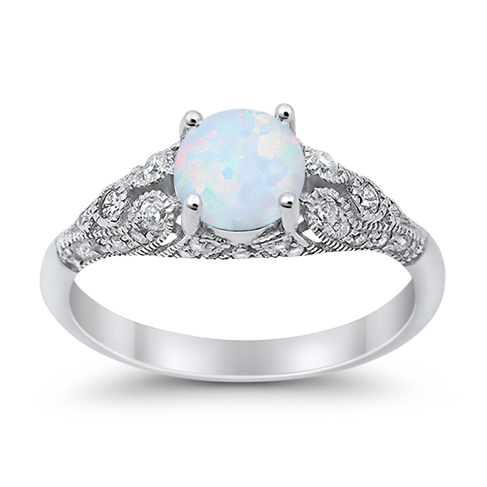 Vintage Wedding Ring Round Cubic Zirconia 925 Sterling Silver RC105152