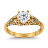 Vintage Wedding Ring Round Cubic Zirconia 925 Sterling Silver RC105152