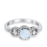 Halo Wedding Ring Round Simulated Cubic Zirconia 925 Sterling Silver