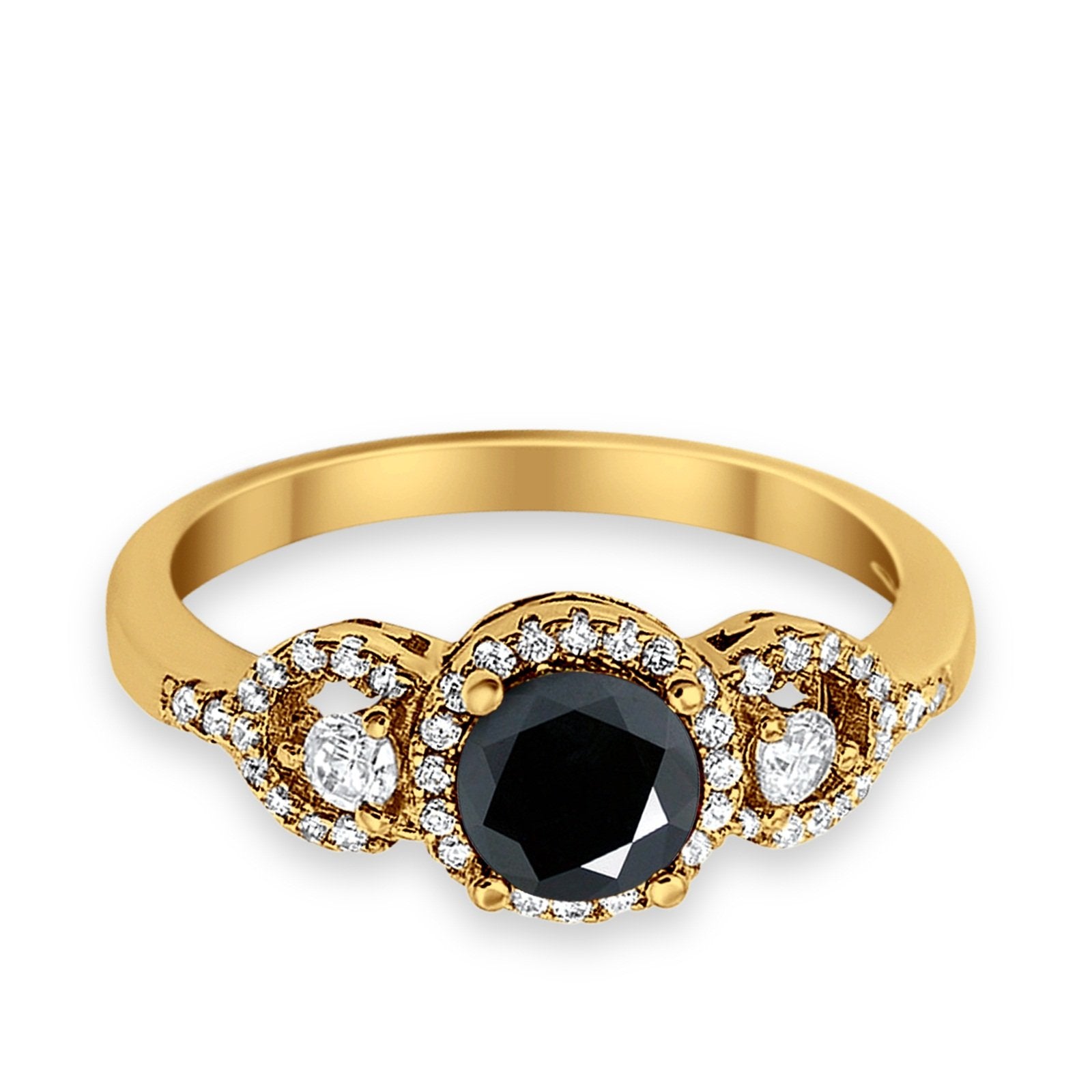 Halo Wedding Ring Round Simulated Cubic Zirconia 925 Sterling Silver