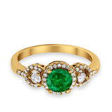 Halo Wedding Ring Round Simulated Cubic Zirconia 925 Sterling Silver