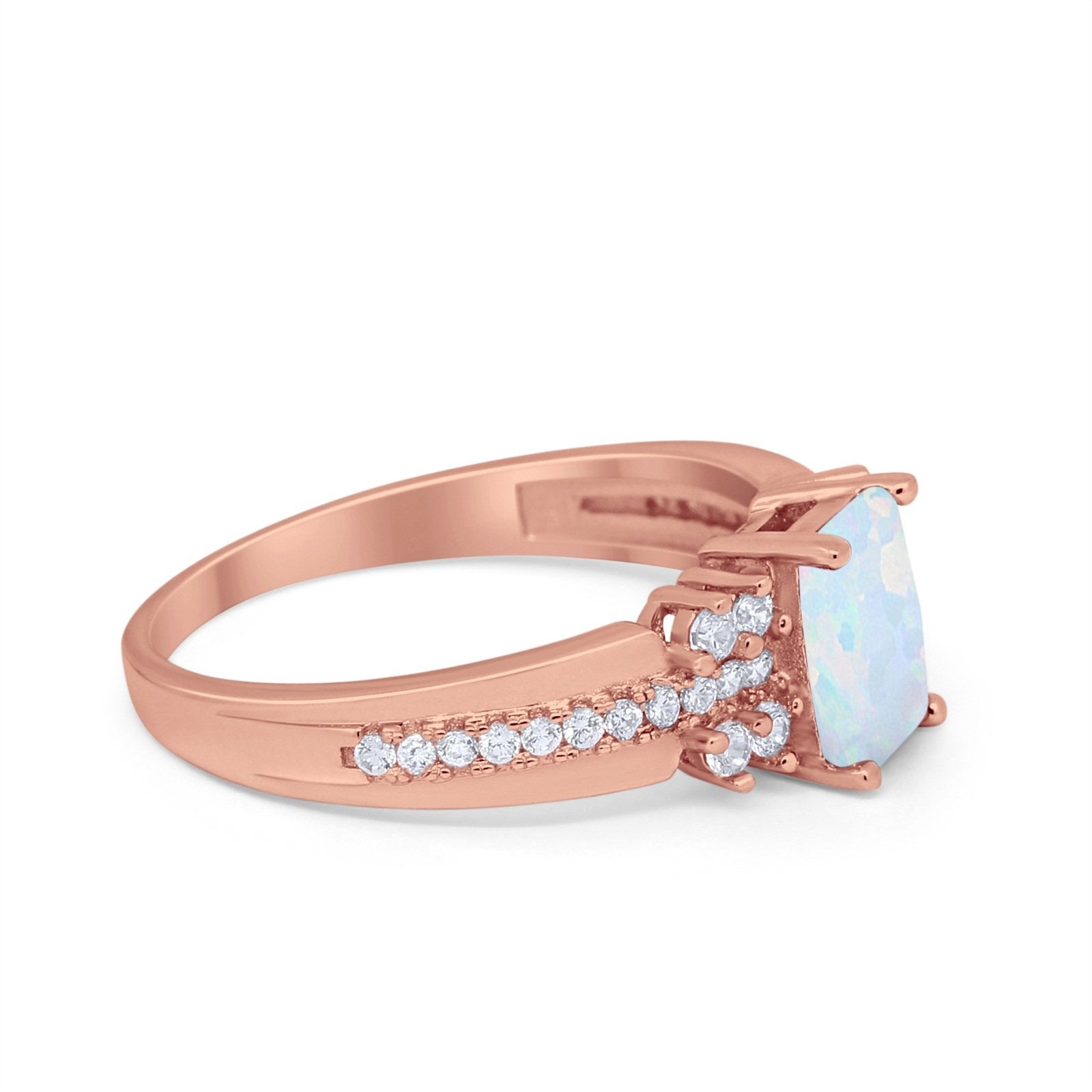 Vintage Engagement Ring Simulated Cubic Zirconia 925 Sterling Silver