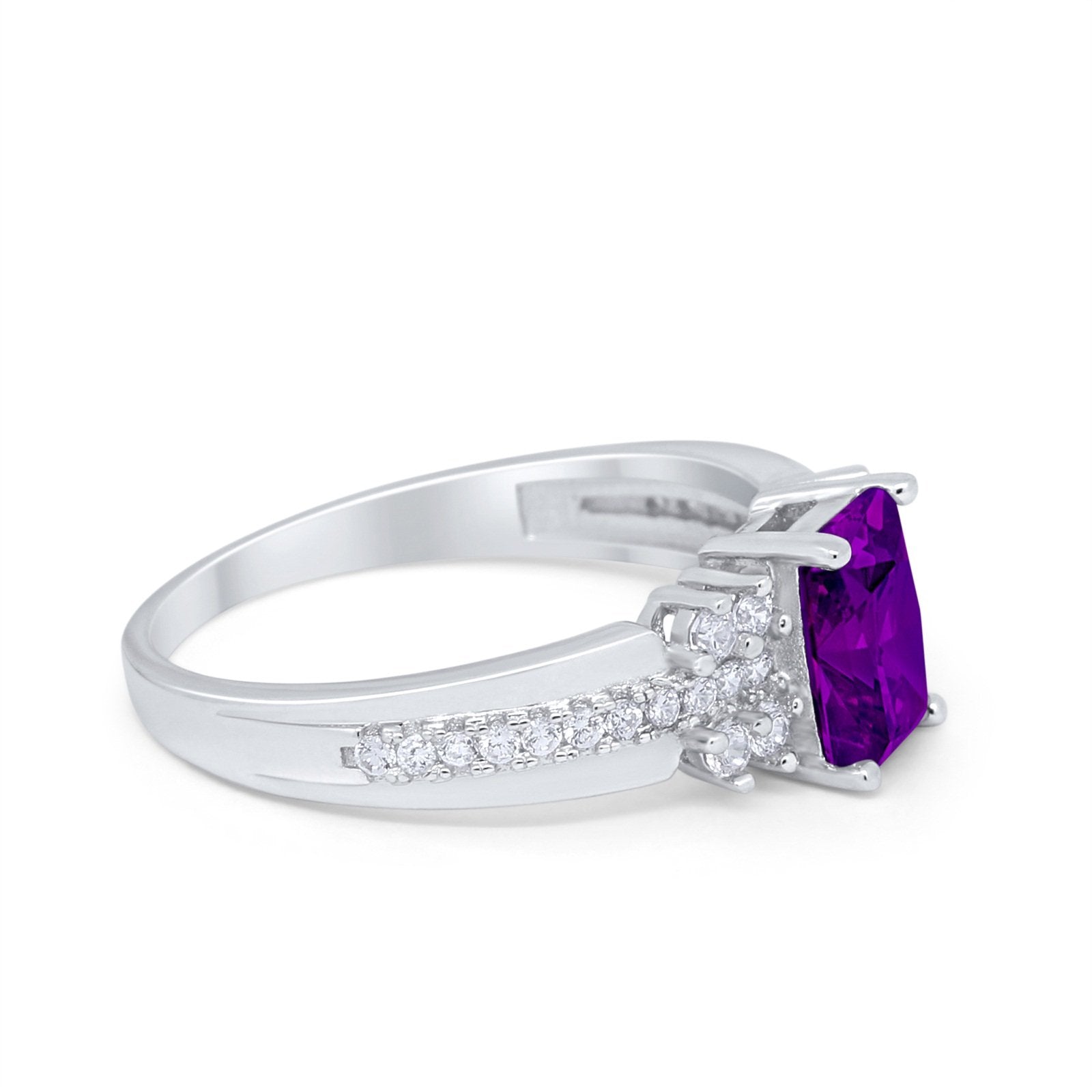 Vintage Engagement Ring Simulated Cubic Zirconia 925 Sterling Silver