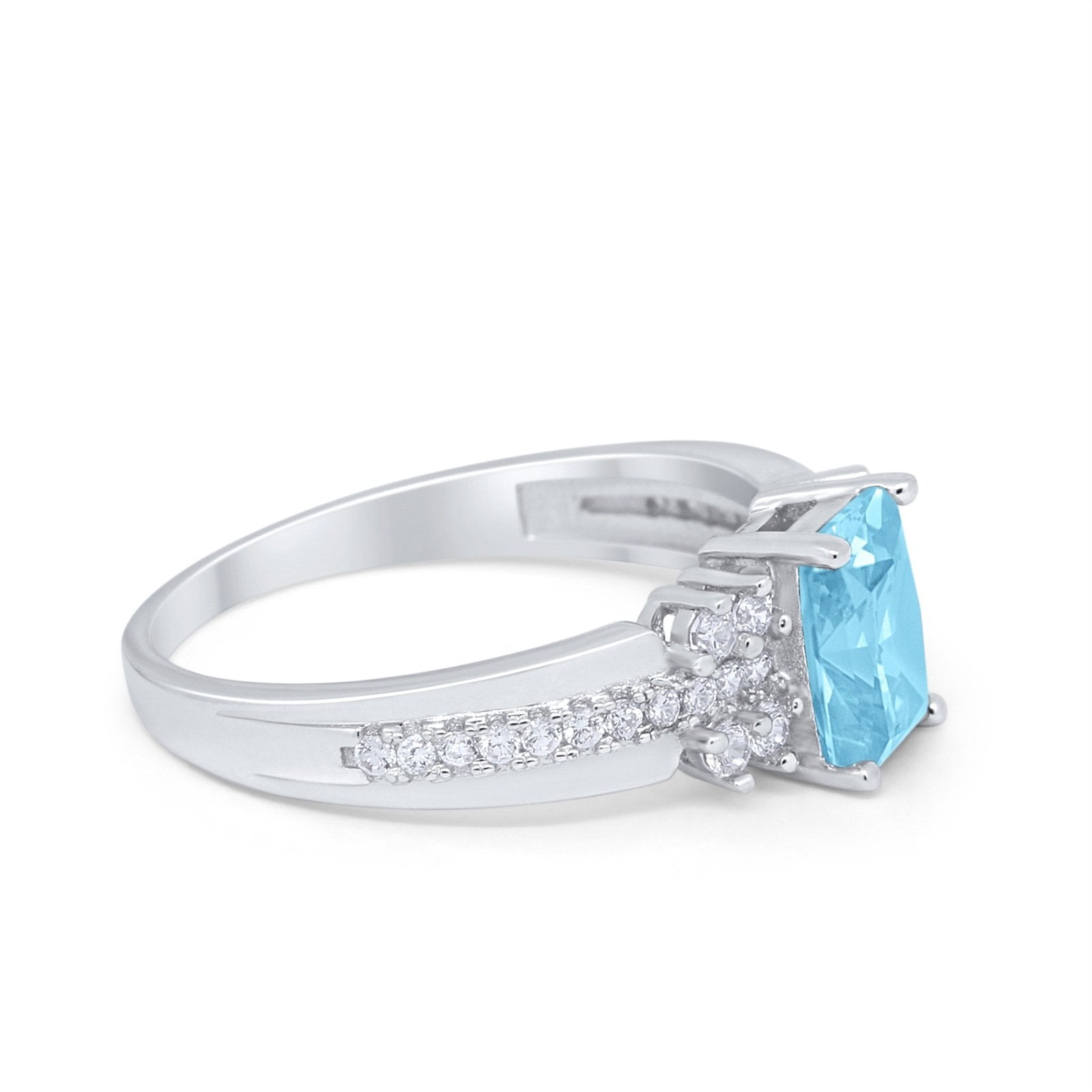 Vintage Engagement Ring Simulated Cubic Zirconia 925 Sterling Silver