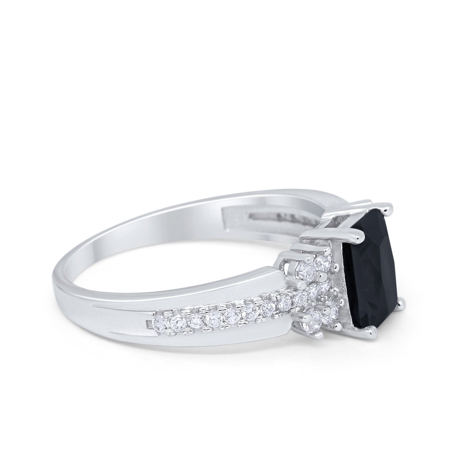 Vintage Engagement Ring Simulated Cubic Zirconia 925 Sterling Silver